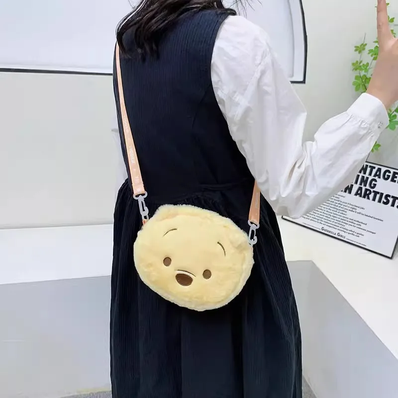 Disney Messenger Bag Kawaii Pooh Bear Shoulder Bag Cartoon Cute Casual Plush Crossbody Bags Girls Children\'s Zero Wallet Gifts