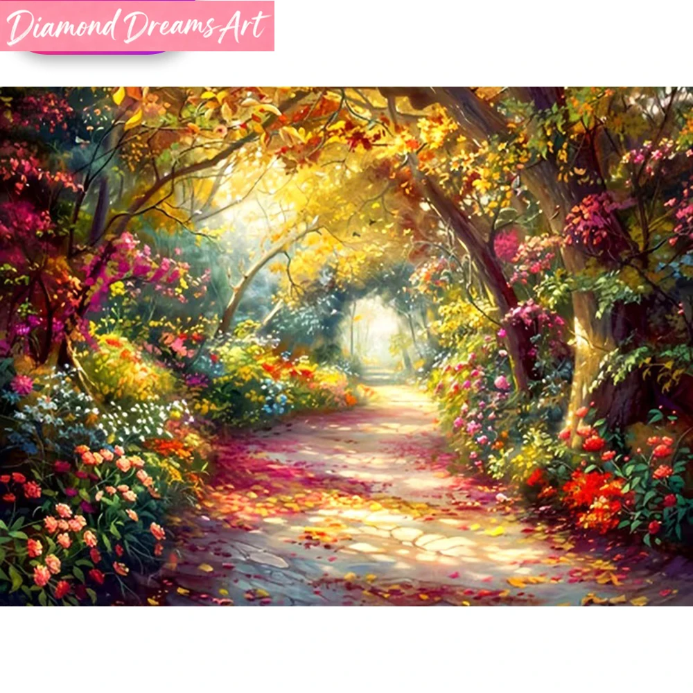 

Безрамный набор для алмазной вышивки: уличный пейзаж, деревья. Новая коллекция. Уникальный подарок.