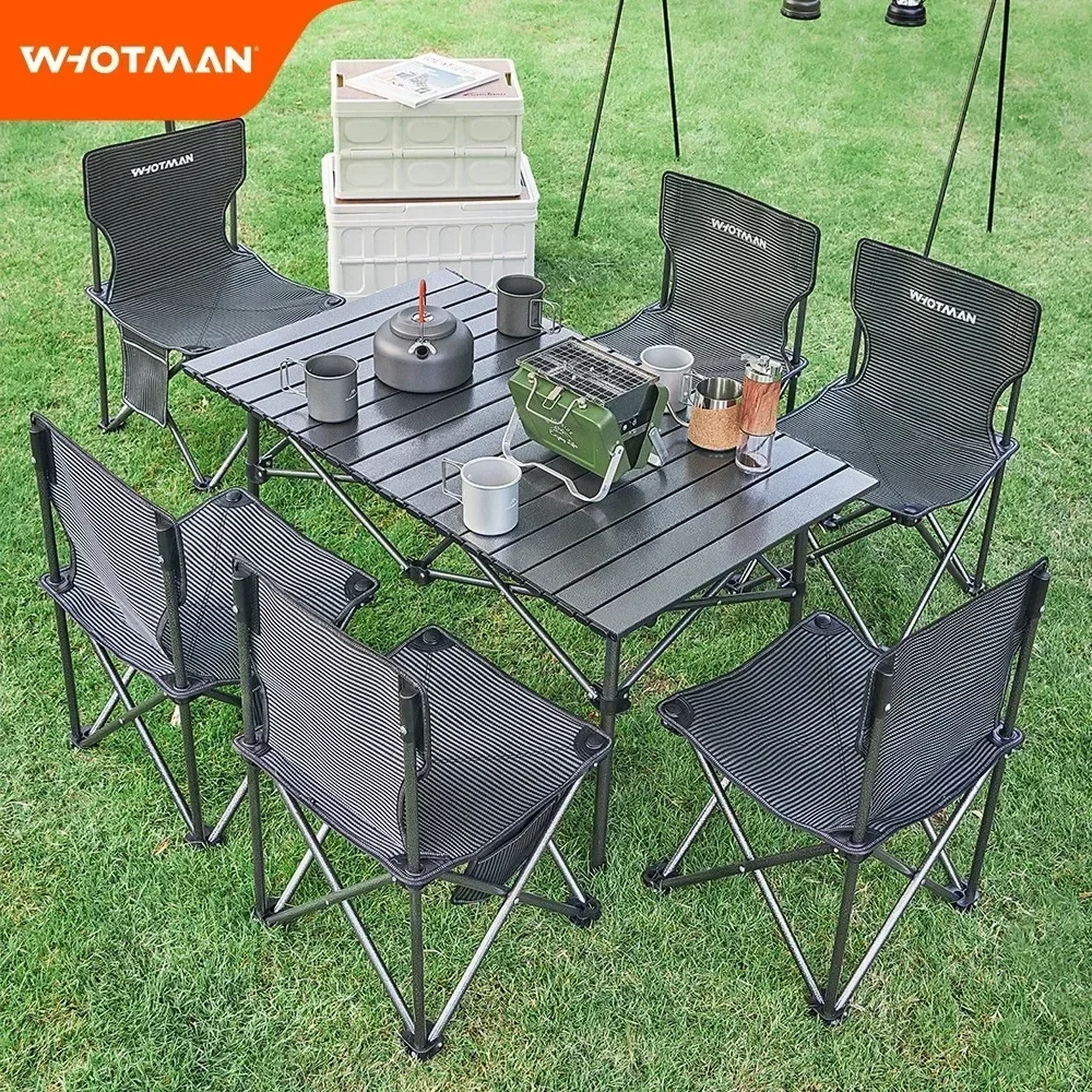 Outdoor folding chair Mobile chair Camping table and chair with balcony lounge chair table set Portable table set