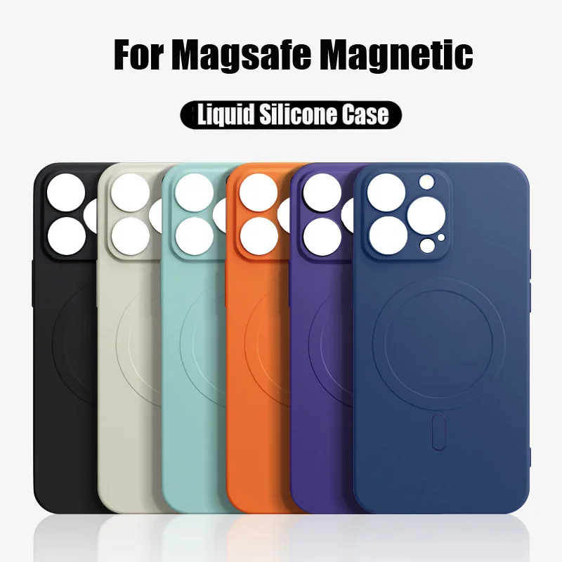 Luxury Liquid Silicone Soft Case For iPhone 15 14 13 12 11 Pro Max X XR XS 8 Plus SE2 SE3 Magsafe Wireless Charge Bumper Cover