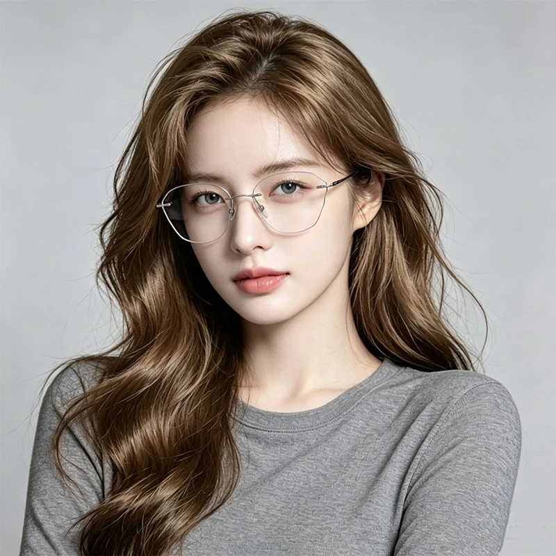 Ladies' Butterfly shaped Diamond Edged Frameless Prescription Glasses Myopia Farsightedness Astigmatism Multifocal