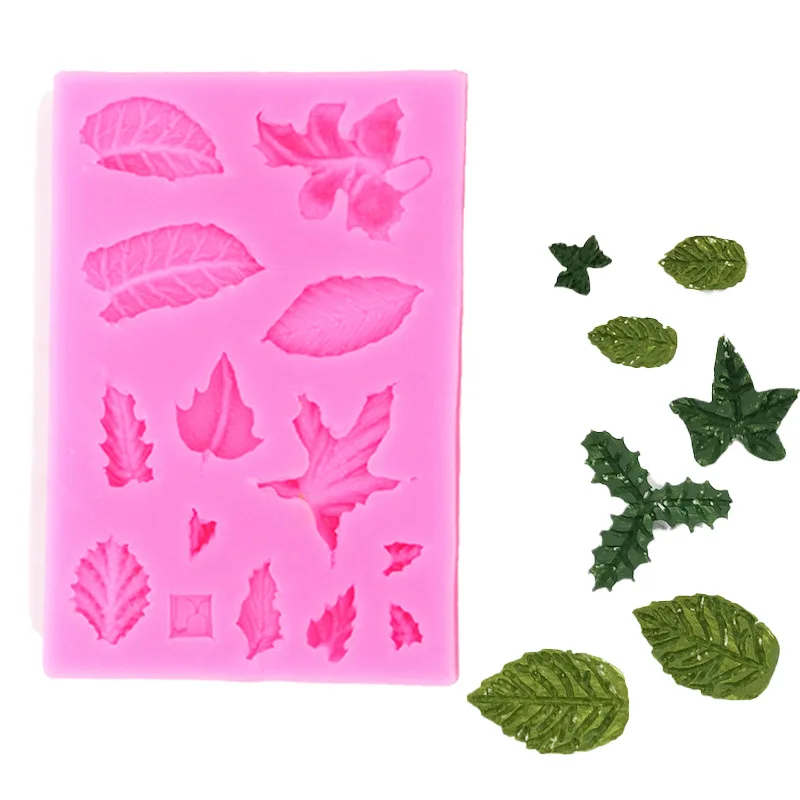 DIY All Kinds of Plant Leaf Cake Fondant Mold, Liquid Frog Glue Mould E048