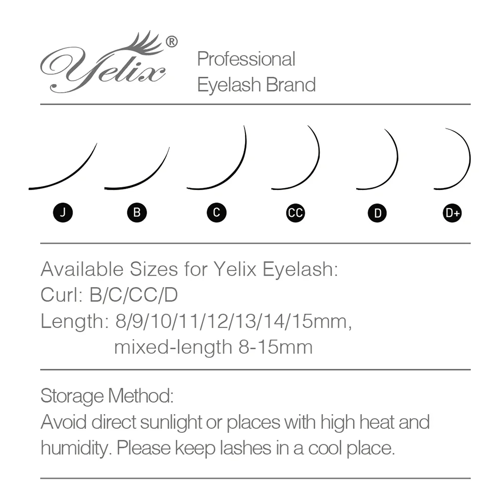 Yelix 10-13mm Mixed Tray Light Brown Silk Eyelash Extensions Professional Synthetic Mink Lashes Semi-permanent False Eyelashes