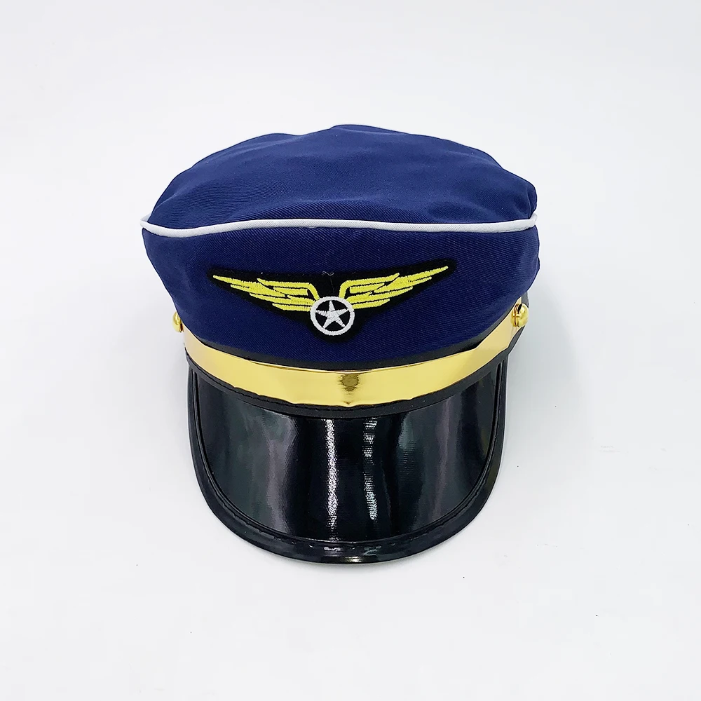Verstelbare pilotenhoed voor kinderen Festivalfeest Rollenspel Kapiteinhoed Bril Stropdas Badge Cosplay Accessoires Set Rekwisieten