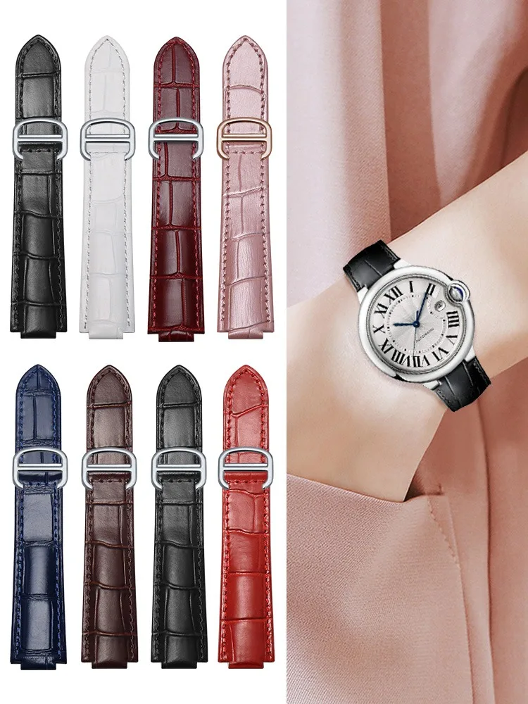 Genuine Leather Watchband For Cartier Blue Balloon Bracelet Replace Watch Cowhide Women Strap 16-9mm,18-11mm, 20-12mm, 22-14mm