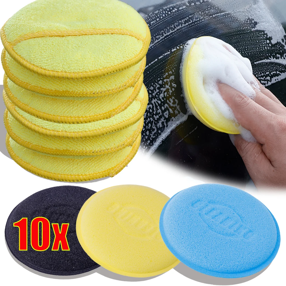 5-inch Waxed Sponge Block Ultrafine Fiber Car Crystal Plating Waxing Pads Pocket Design Elastic Sponge Car Body Paint Care Tools