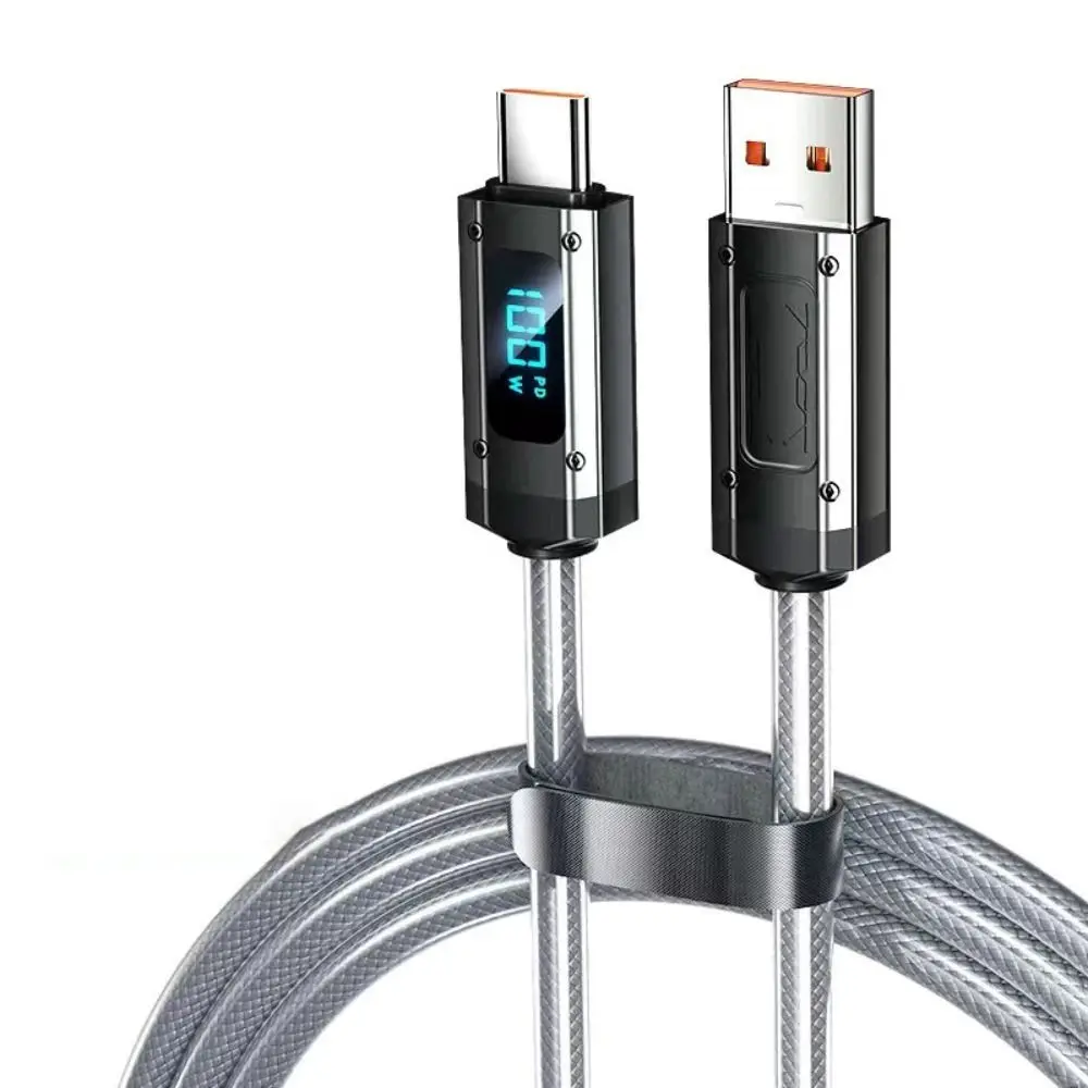

PD 100W Fast Charging Data Cable with Digital Display 1.2/2M USB Type C Cable Double Headed 6A Fast Charging