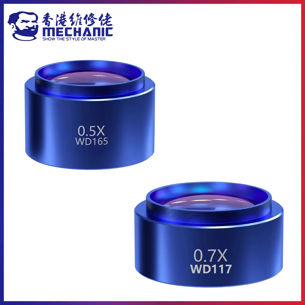 Lente de Zoom de objetivo auxiliar serie WD mecánica, lente Barlow de campo amplio de rosca de 44mm para microscopio estéreo Binocular Trinocular