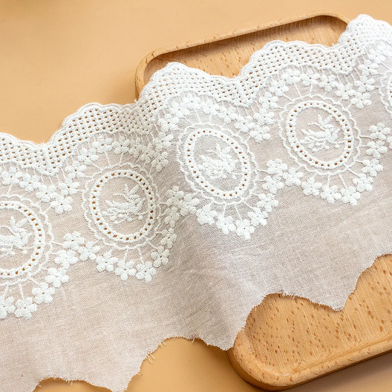 1 Yard Cotton Hollow Embroidered Lace Vintage Cloth Trim Wedding Dress DIY Sewing Lace Fabric Accessories