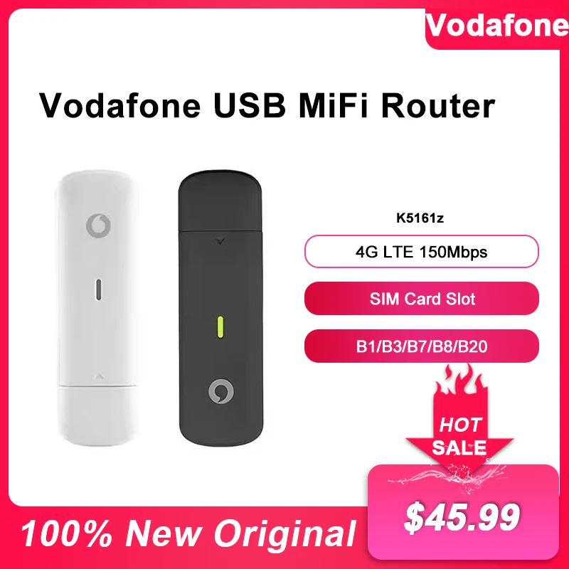 

Unlocked Vodafone K5161z Mobile Broadband USB Dongle 4G LTE Wireless Router 150Mbps Modem Pocket Hotspot For Home Office