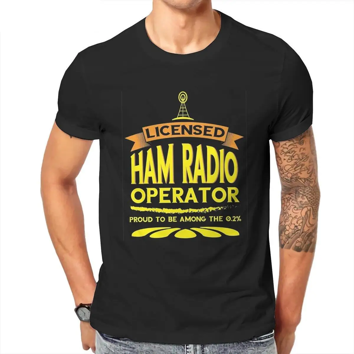 Men\'s Licensed Ham Radio Operator Proud To Be 2% Graphic T Shirts Cotton Clothes Fun Round Collar Tee Shirt Gift Idea T-Shirts