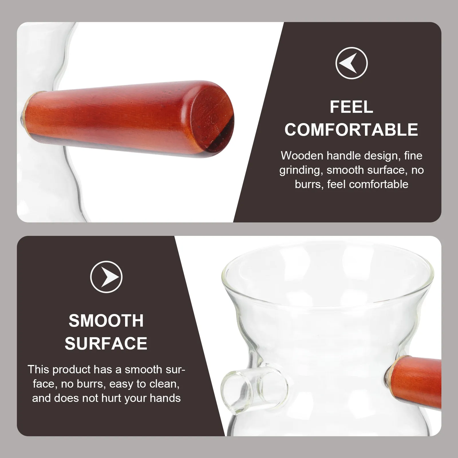 

Glass Coffee Pot Turkish Coffee Maker Manual Espresso Pot Household Coffeepot with Wooden Handle for Home Office Restaurant Use