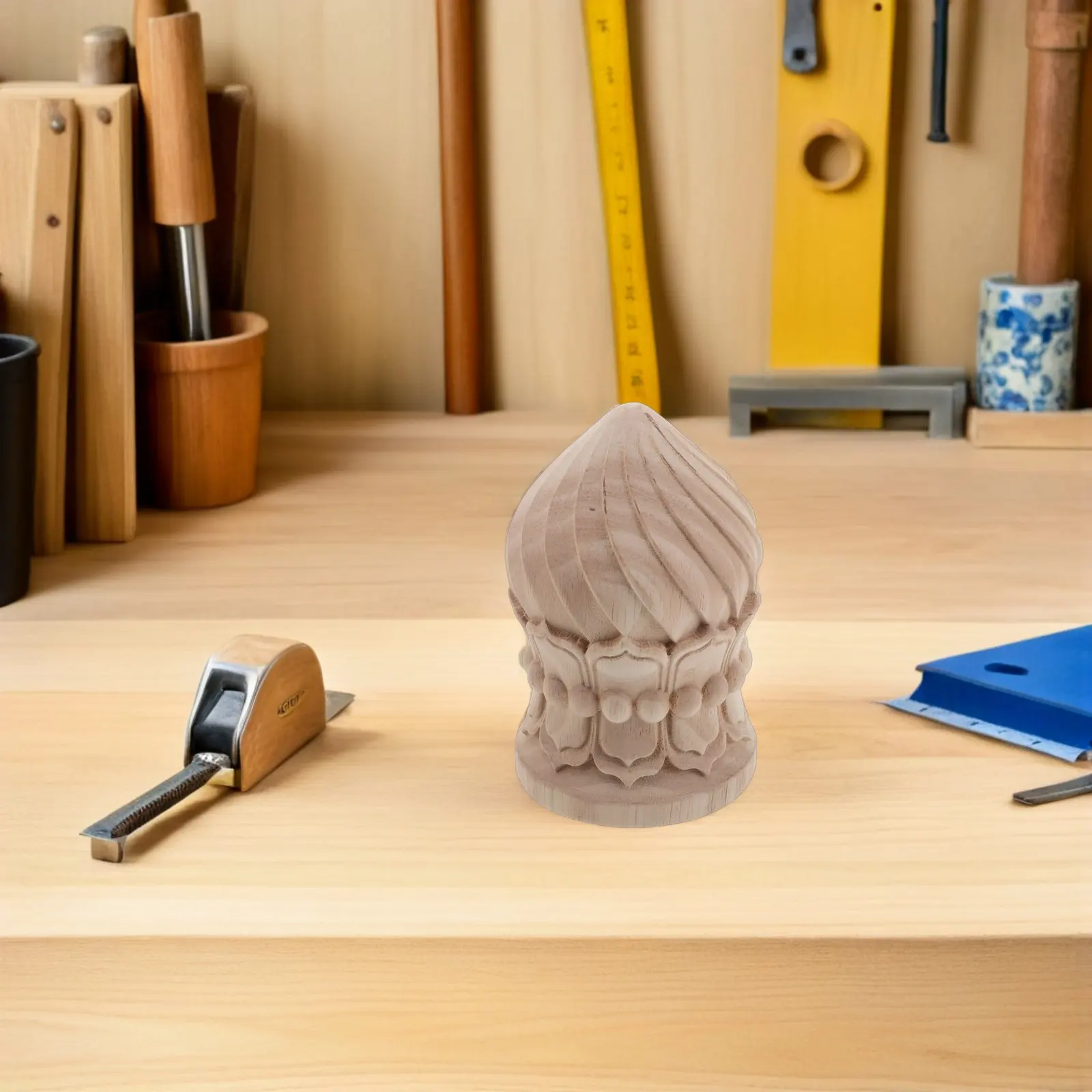 Unfinished Solid Hardwood Carved Finials 10x16cm Bed Post Cap Stair Post Topper Fence Gate Toppers Garden Fence Finial DIY