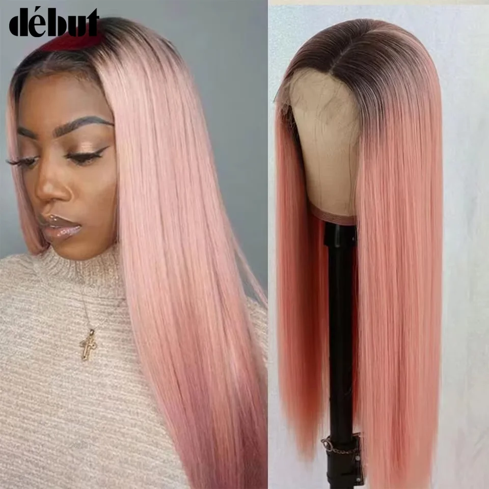 

Новинка: розовый парик омбре с прямым кружевным фронтом 13x6x1, парик из натуральных волос с прозрачным кружевом для женщин, с цветными прядями, волосы Реми