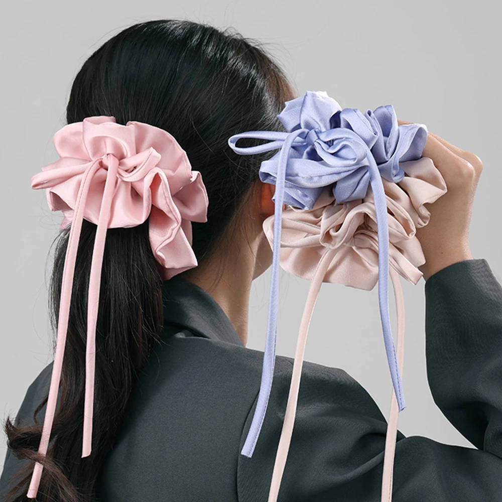 Bow Ribbon Hairbands Long Elastic Sweet Scrunchies Flowers Hair Tied Bands Head Rope Women Korean Girl Ponytail Hair Accessories