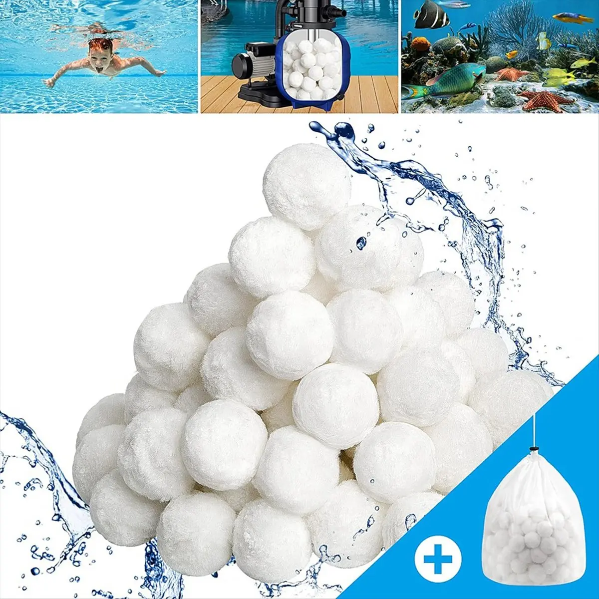 FTGT-About 900 Grams of Swimming Pool Filter Balls, for Above-Ground Swimming Pools, Replacing Swimming Pool Filter Sand