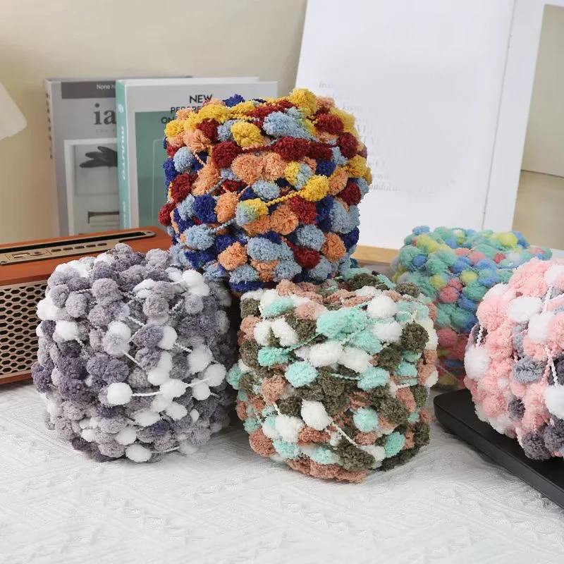 1PC Colorful Rainbow Ball Yarn Pom Pom Braided Yarn DIY Handmade Knitting Crochet Blanket Cushion Floor Mat Thread Sewing Line