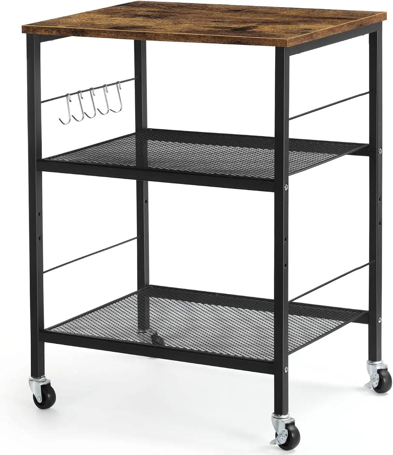 

Трехуровневая кухонная тележка на колесиках, коричневая, с полками для хранения, для микроволновой печи, кофейной зоны, домашнего офиса
