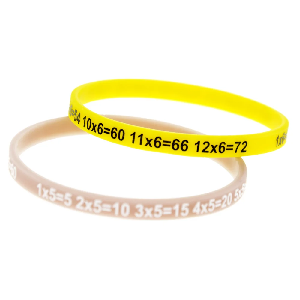 120 Pcs Fun Multiplication Tables Silicone Wristband Essential Math Learning Tool Educational Bracelet for Kids  Various Colors