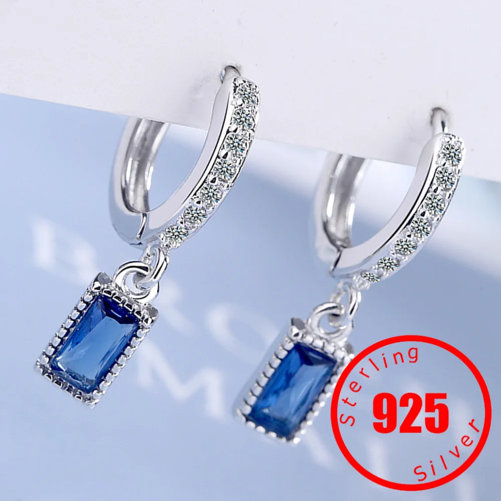 

2024 New Blue Natural Zircon Stone Drop Earrings For Women Luxury 925 Sterling Silver Earrings Ethnic Wedding Jewelry Crystal