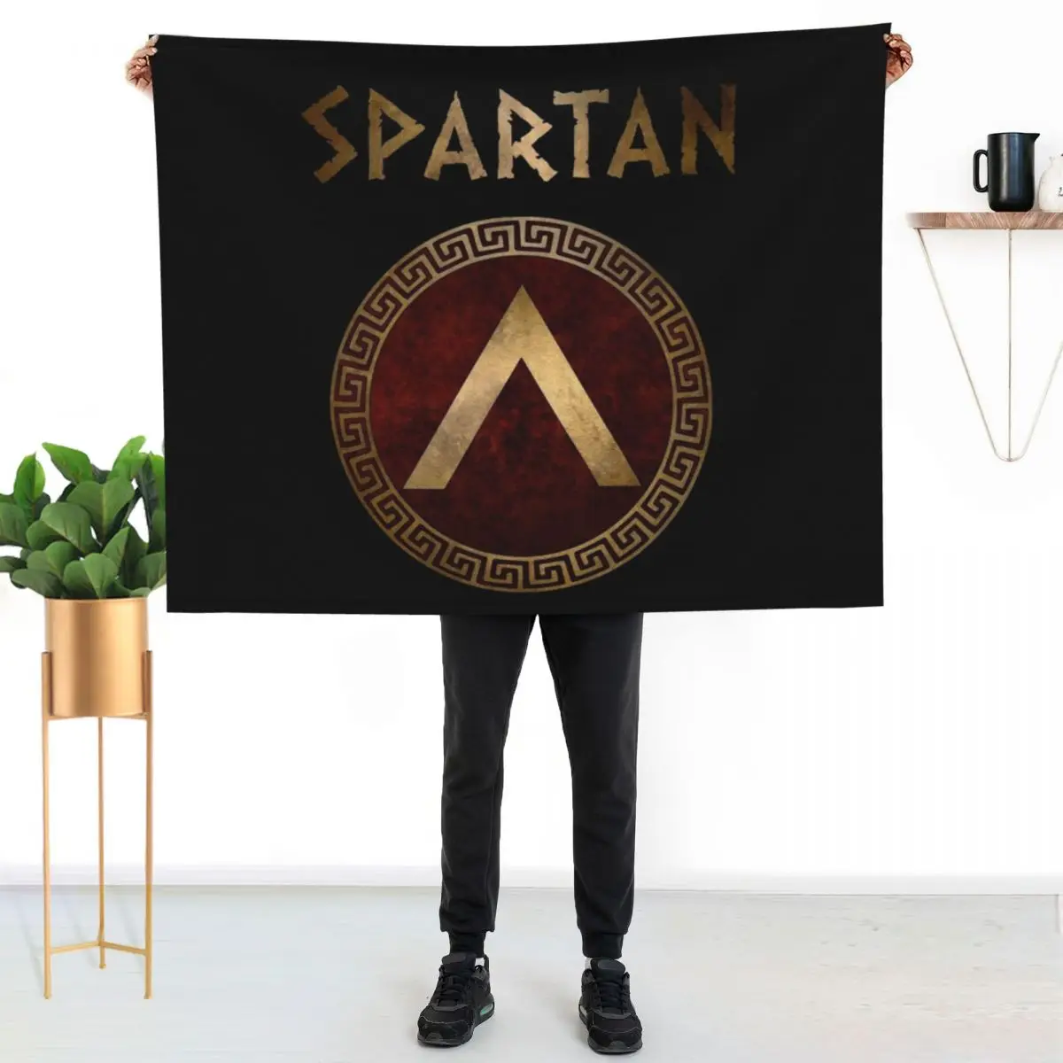Spartan Shield Lambda Ancient Lacedaemonian Symbol of Sparta Throw Blanket Winter beds funny gift anime Blankets