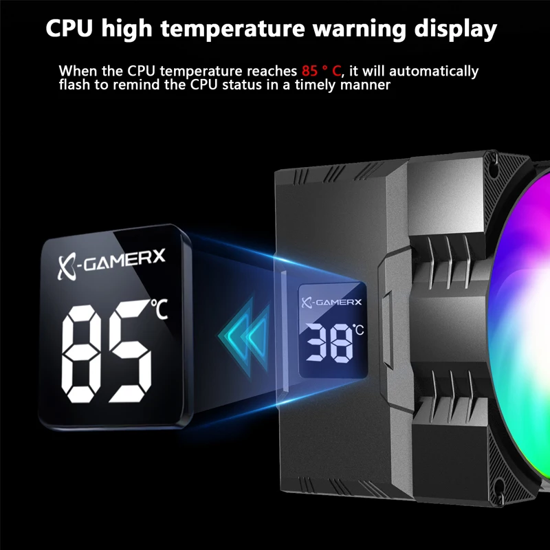 Imagem -03 - Cooler de Cpu Power Train X-gamex Z1300 Argb com Display Digital de Temperatura Radiador Tubos de Calor para Lga1700 1200 115x Am4 Am5