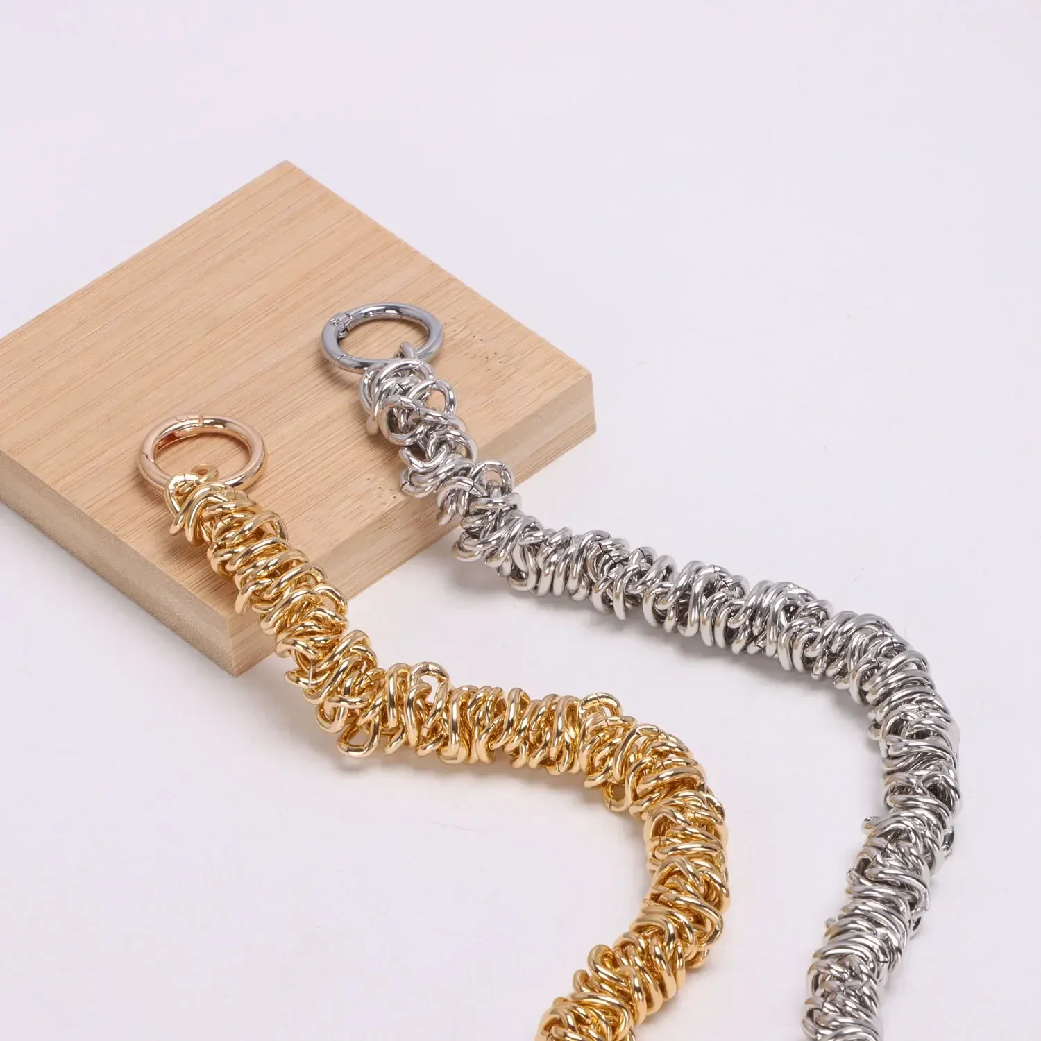 Silver Irregular Shaped Handbag Chain Metal Handle for Shoulder Bag Replacement Bag Parts Metal Chain Bag Accessories