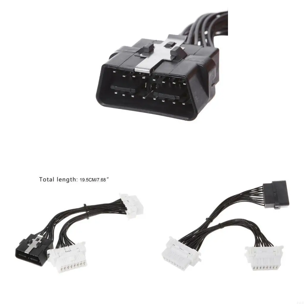 F1CF 16 pin OBD2 OBD 2 OBDii Splitter Extension Cable Male to Two Female Y Cable