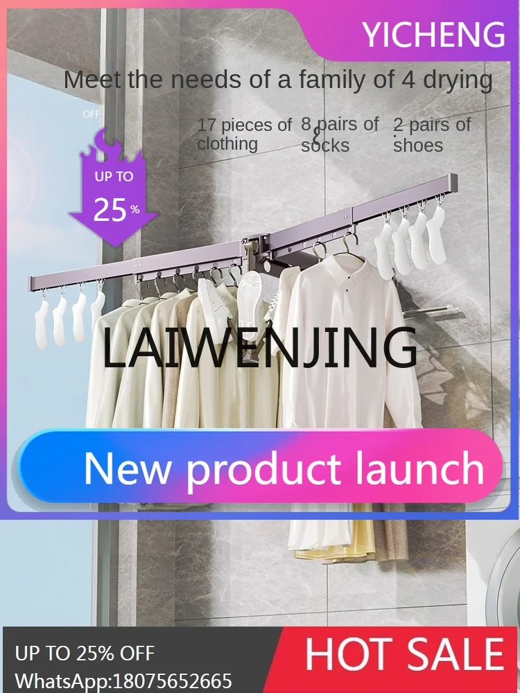 A2-10 Folding Clothes Hanger Invisible Retractable Wall Artifact Indoor and Outdoor Window Clothing Rod