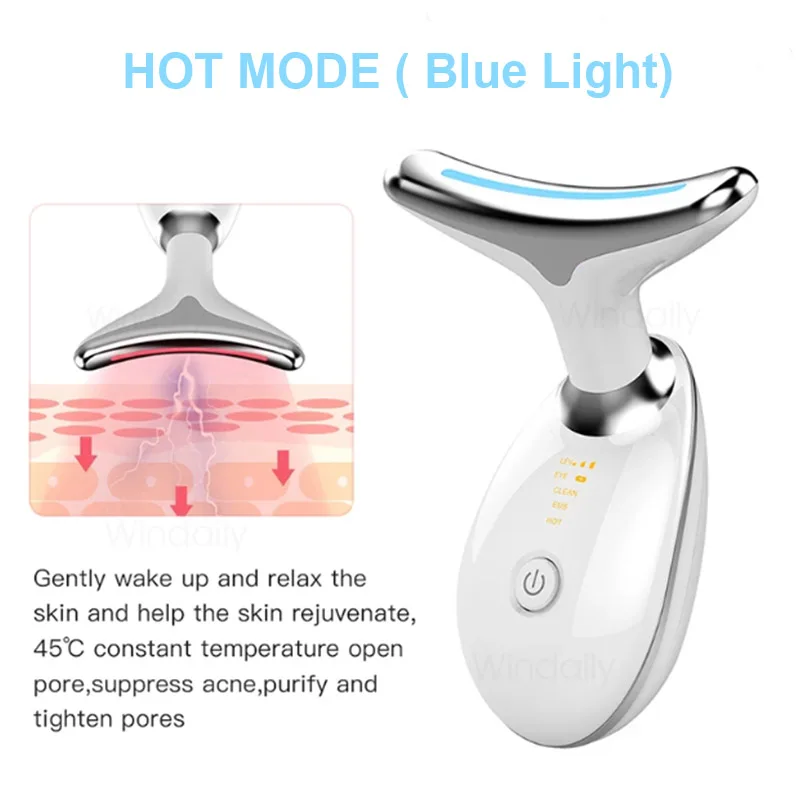 New Mini 7 Colors Neck Face Beauty Device LED Photon Therapy Skin Whitening Reduce Double Chin Anti Wrinkle Remove Home Use