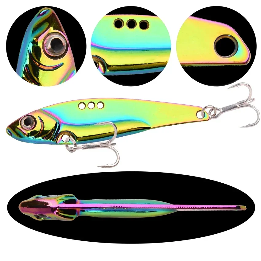 10PCS Long Shot 3D Eyes Metal Vib Blade Fishing Lures 7/10/12/15/18/25G Sinking Vibration Baits Vibe for Bass Pike Perch Fishing