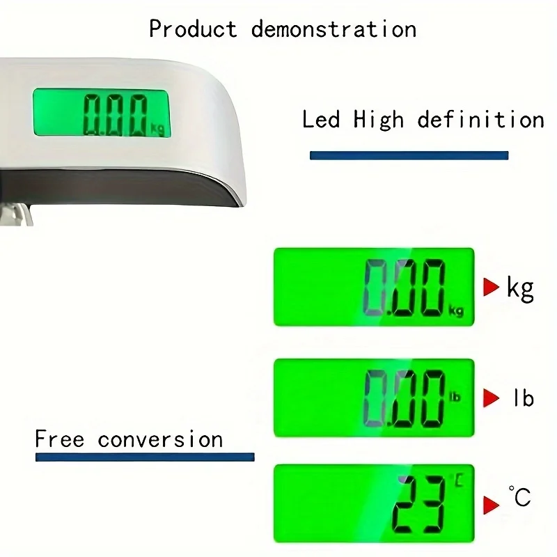 1 szt. 110lb/50kg cyfrowa waga podręczna do zawieszania bagażu, waga ręczna, mini przenośna waga elektroniczna, waga ekspresowa z Ba