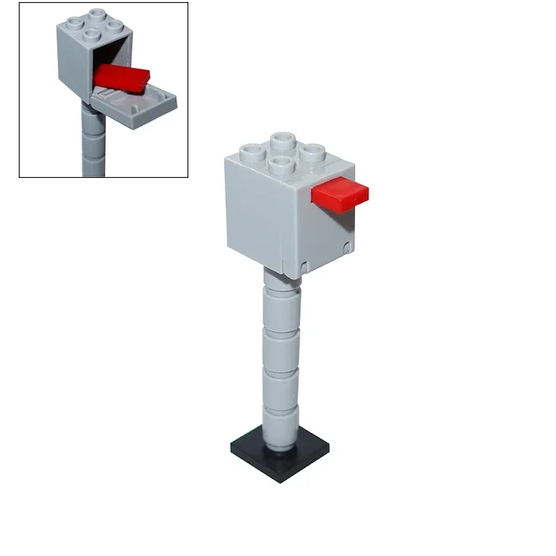 Diy tijolo brinquedos cidade moc acessórios semáforo luz de rua pós caixa telefone pólo bloco alavanca blocos de construção modelos