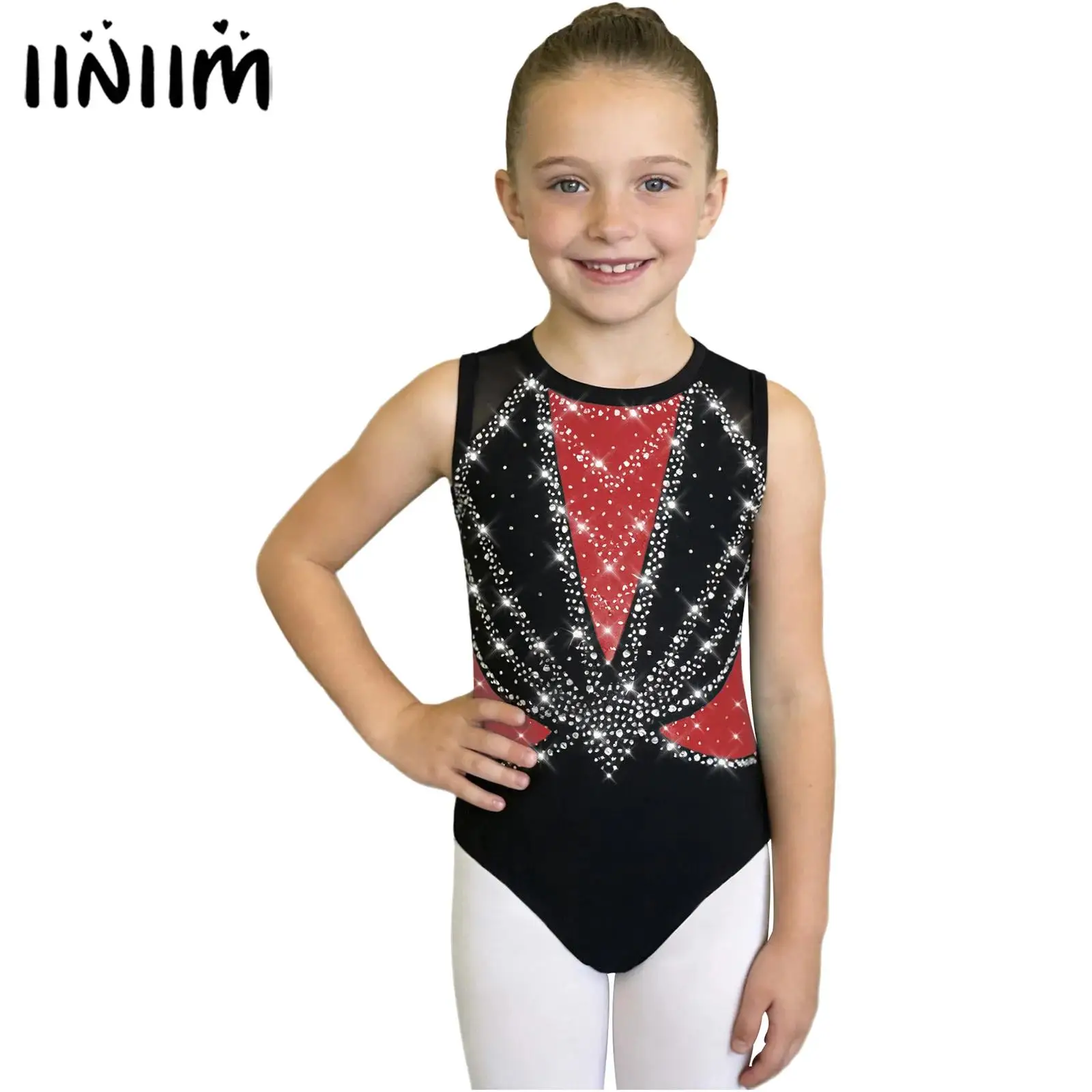 

Детский костюм металлической гимнастики для девочек, художественный костюм для фигурного катания, блестящие стразы, балетный трикотаж, трико, боди