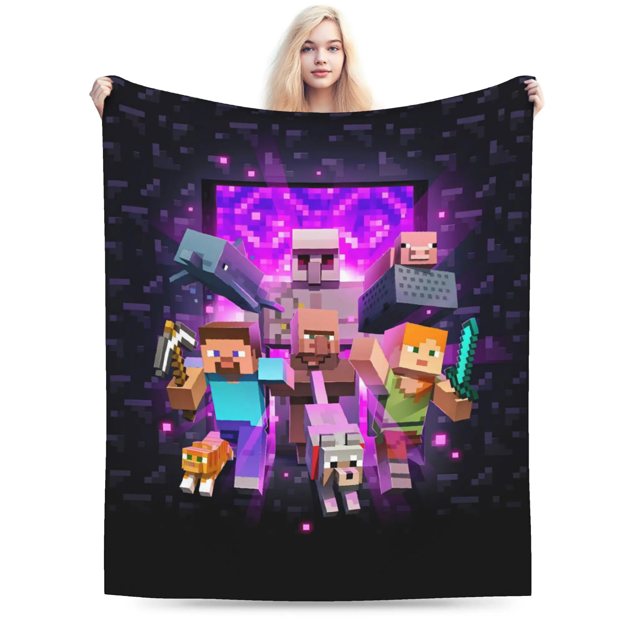 Game M-Minecrafts Warm Blankets  Travel Plush Throw Blanket Fluffy Living Room Flannel Bedspread Sofa Bed Cover