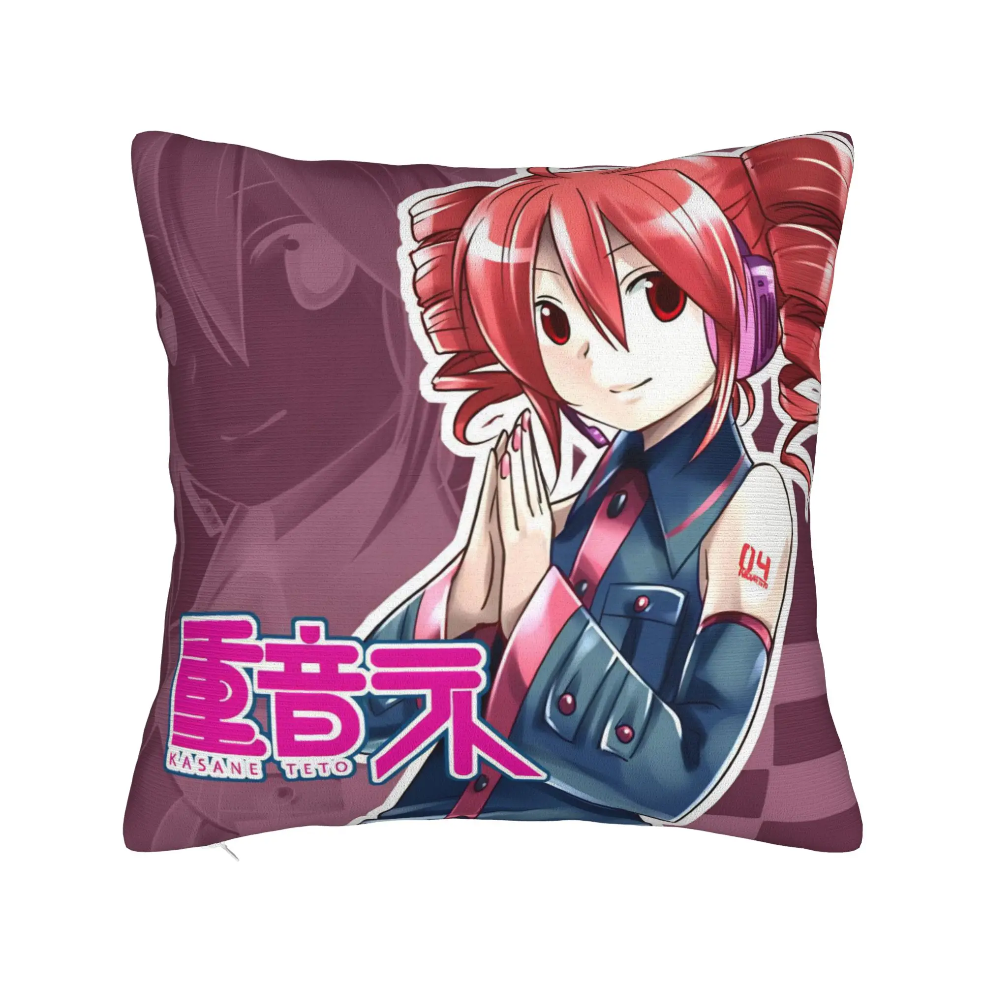 Kasane Teto Square Pillow Cases Anime Vtuber Cushion Cover Funny Polyester Decorative Pillowcase for Bed 18