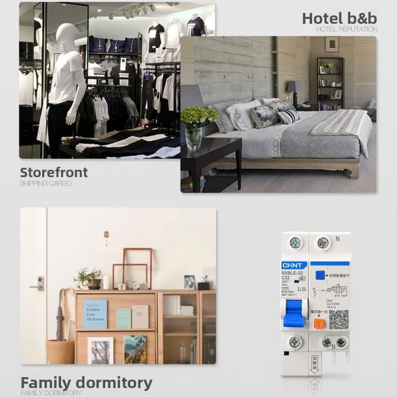 Chint NXBLE-32/DZ47LE Interruttore d'aria per perdite 1PN/2P/3PN/3P+N - 10A-32A, capacità di interruzione 6kA, montaggio su guida DIN per casa/ufficio