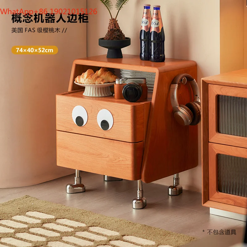 

Solid wood robot sofa side cabinet, bedroom bedside simple locker