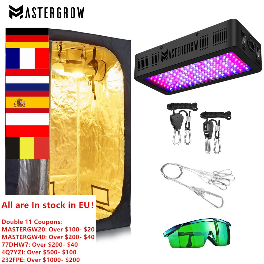 Indoor Growbox Kit Full Spectrum 1000W LED Grow Light+Multiple Size Grow Tent Combo Hydroponic Grow System for Indoor Plants