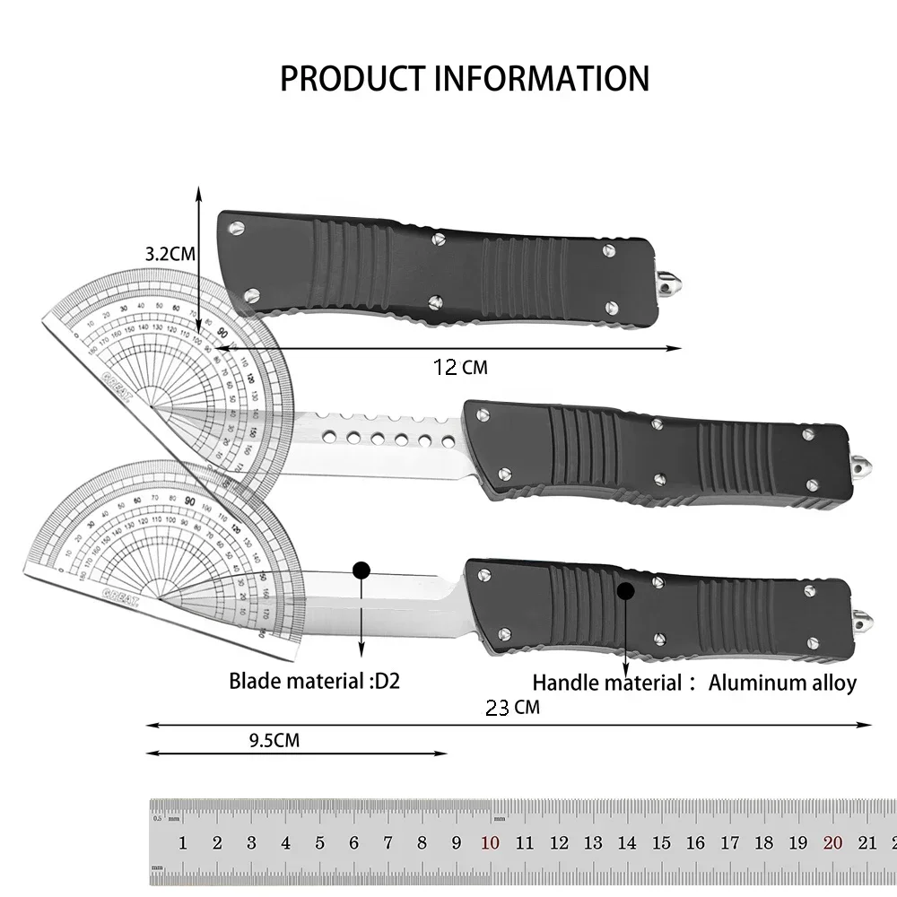 Mini AU TO Knife Quick Assist Open D2 Blade Aluminum Handle Outdoor Knife Hunting Camping Tactical Military Tool