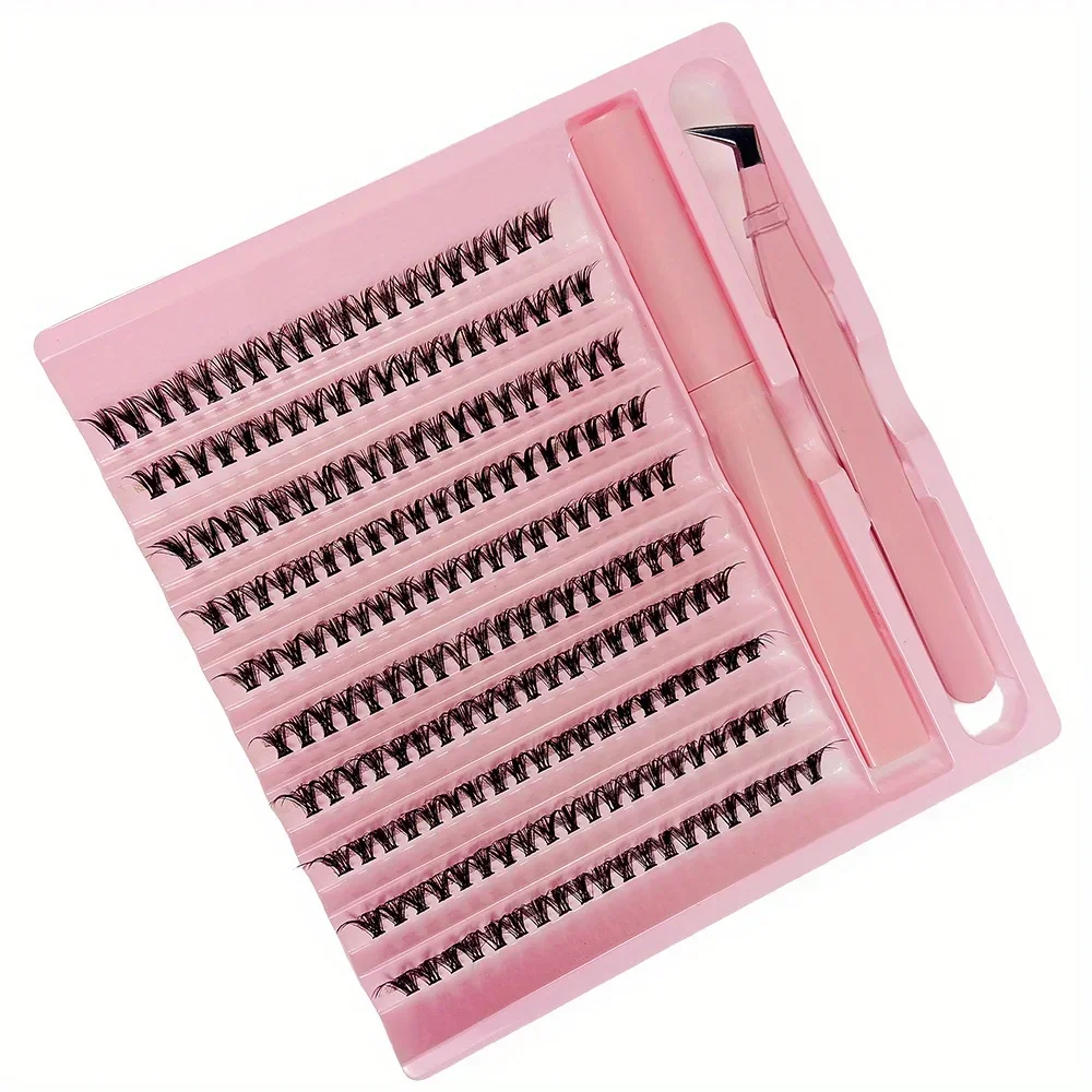 DIY Lash Extension Kit 200pcs Lash Clusters With Bond Cluster Lashes Wispy D Curling False Eyelash Clusters With Tweezers