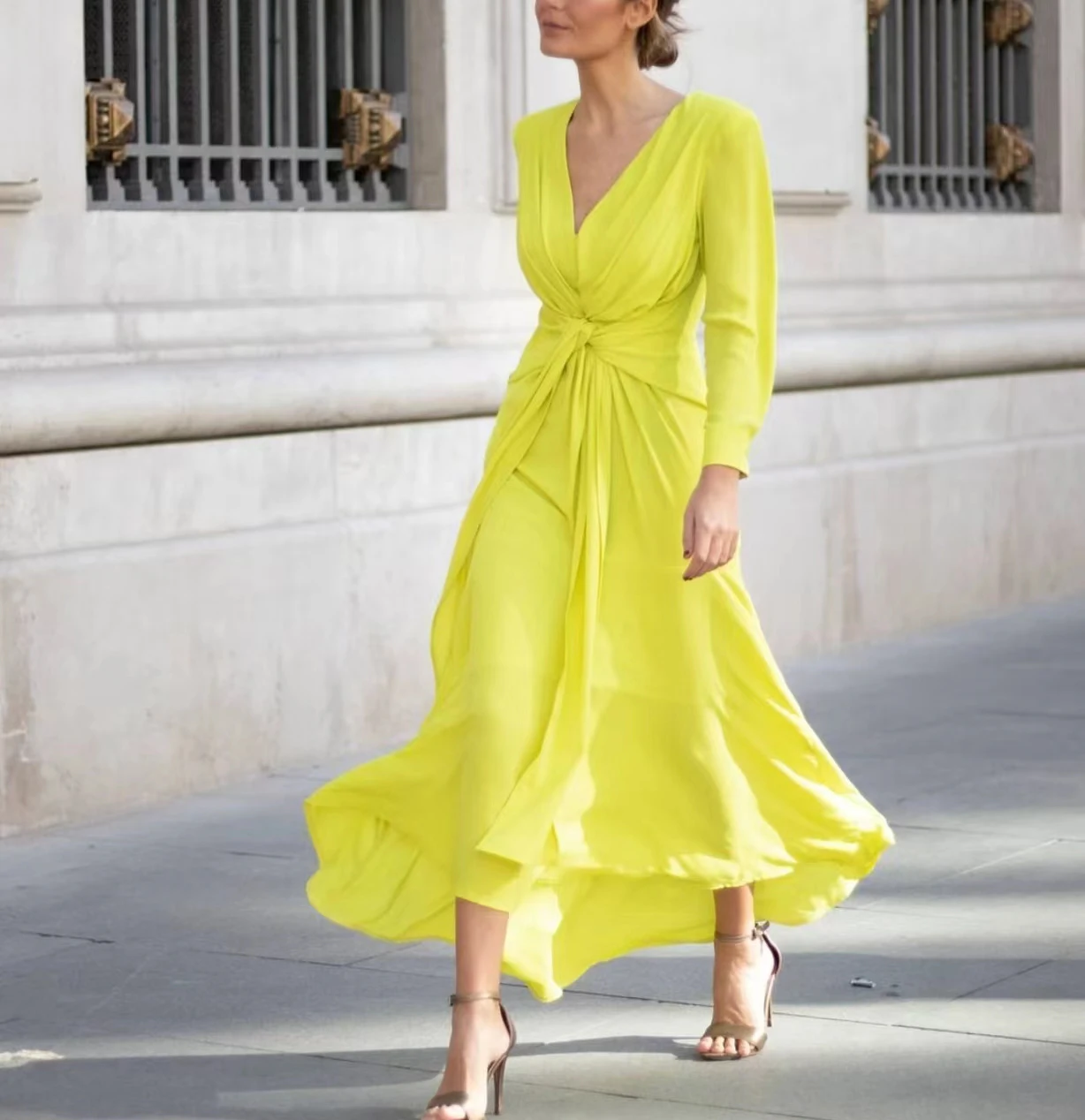 

Evening Dress Long V Neck A Line فساتين سهرة Вечернее платье Long Sleeve Chiffon Formal Party Gown robe de soirée for Women