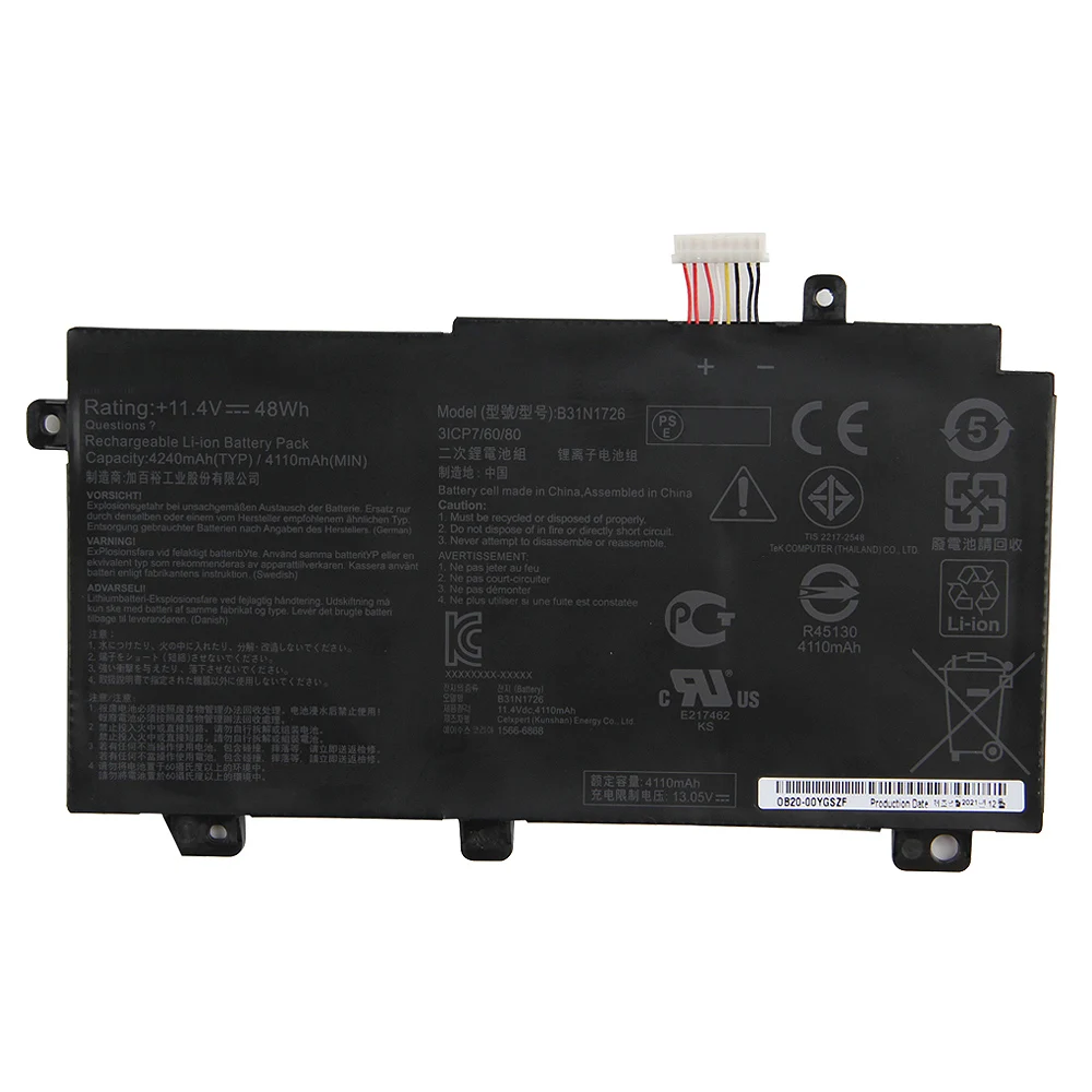 New Replacement Battery For ASUS FX95G FX80GE FX505G  FX86 FX504G FX504 FX504G FX80GE/GD8750 TUF Gaming FX505 B31N1726 48Wh