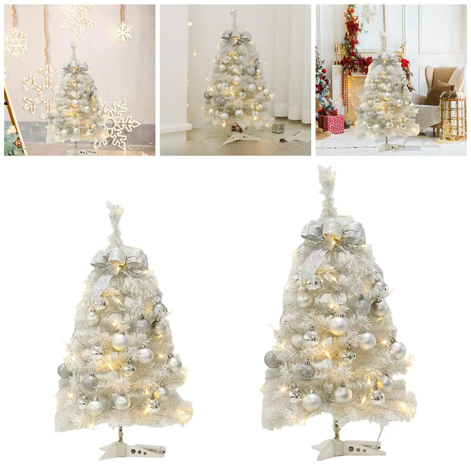 2024 nuevo árbol de navidad blanco: decoración de escritorio compacta con luces LED y