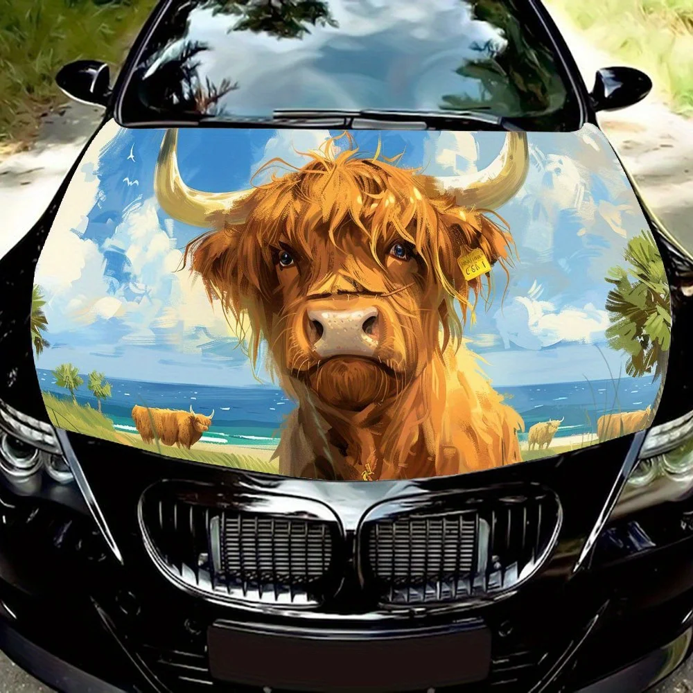 

Majestic Cow Horn Car Hood Sticker PVC Self Waterproof Stick,Striking Auto Exterior Accessories Decor Protect Gift for Car Lover