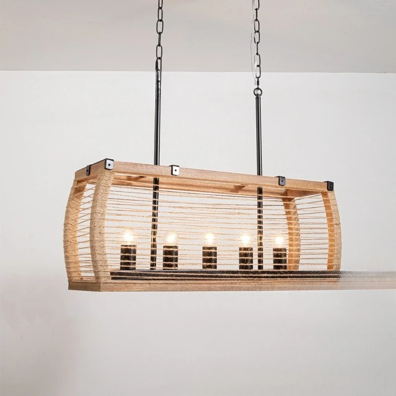 

Living Room Dining Zen Dining Room Light Tea Chandelier Modern Simple Wood Art Rectangle Bar