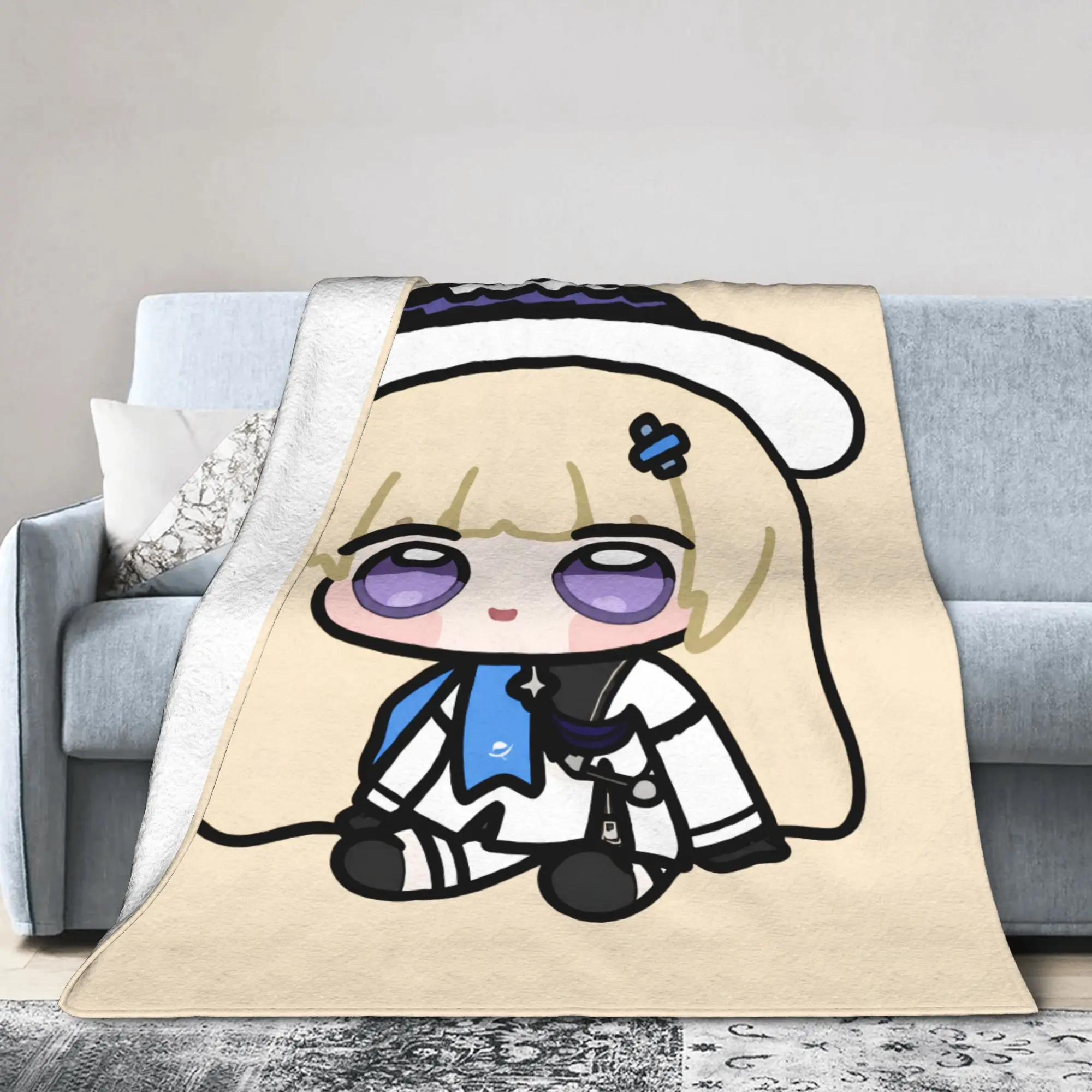 Wuthering Waves Chibi Phoebe Blanket Flannel Summer   Multifunction Ultra-Soft Throw Blankets for Home Office Bedspreads