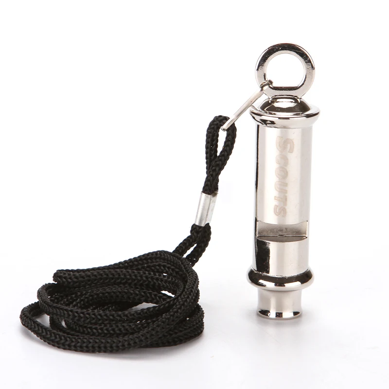 

10pcs metal promotional whistle with lanyard good quantity Safety Whistles Laser engraving SCOUTS whistle