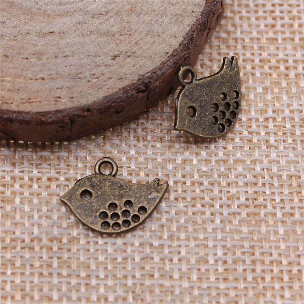 

80pcs 16x13mm(0.63x0.51inch) 2 Colors Antique Bronze Color Antique Silver Color Bird Charms Pendants Jewelry Making Accessories