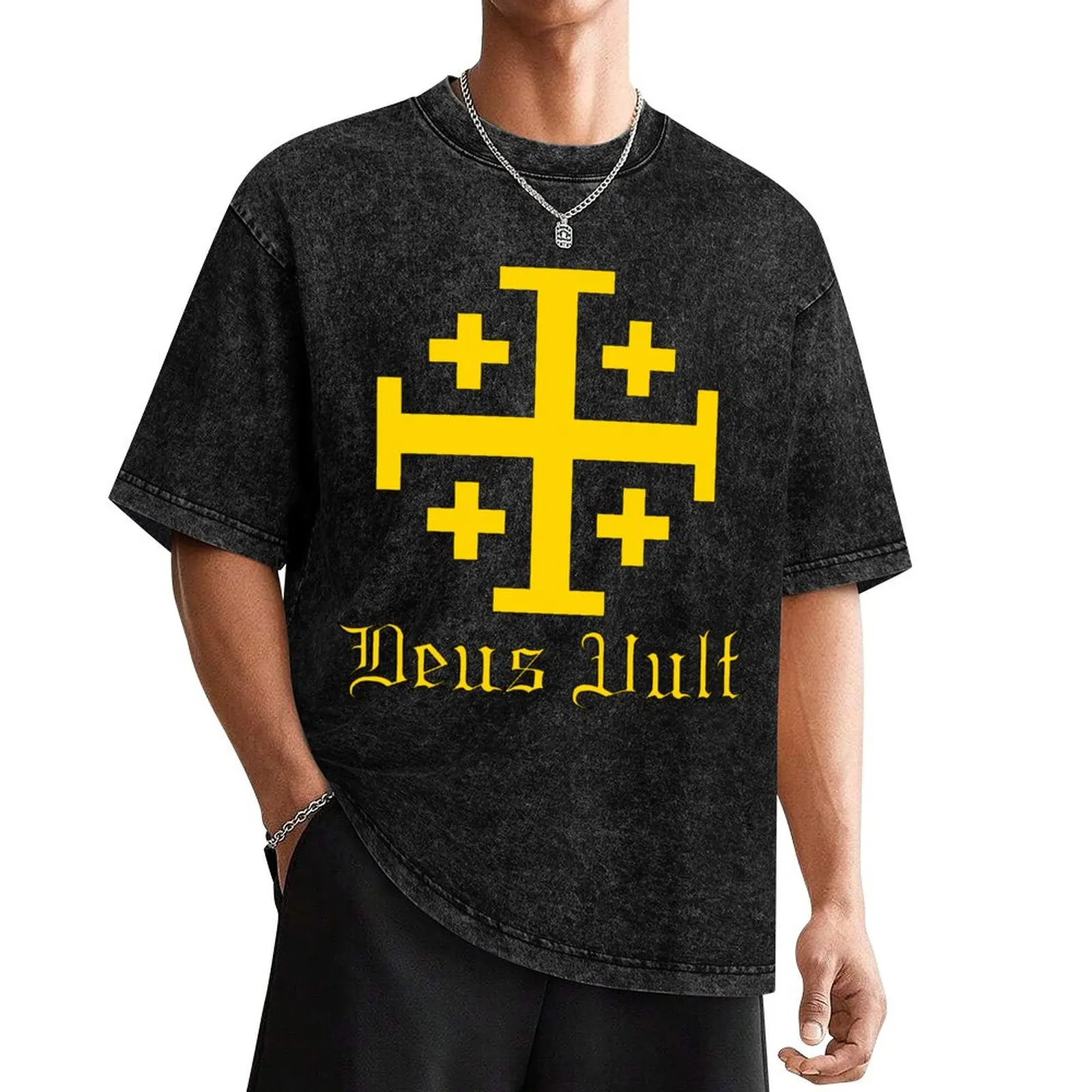 

Crusader Cross - Deus Vult - Gold T-Shirt basketball graphic tees topping oversized t shirt workout shirts for men